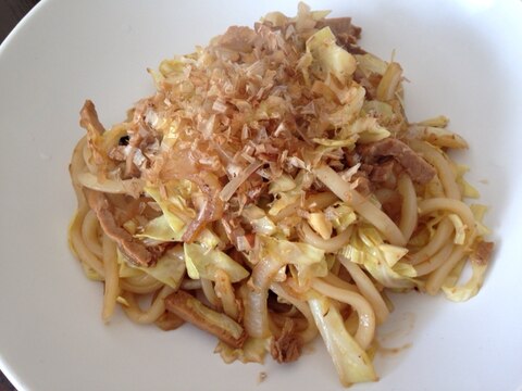 煮豚とキャベツの焼きうどん